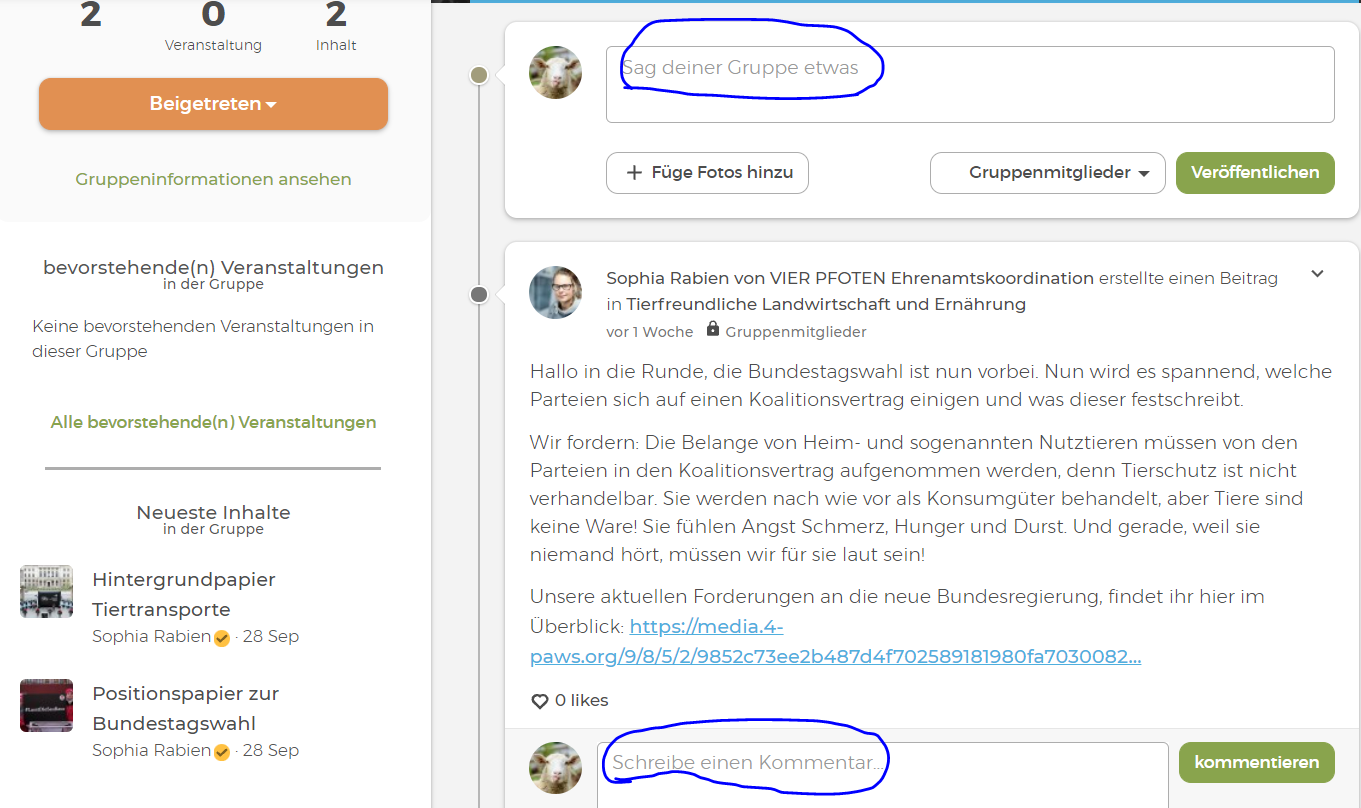 Sag deiner Gruppe etwas